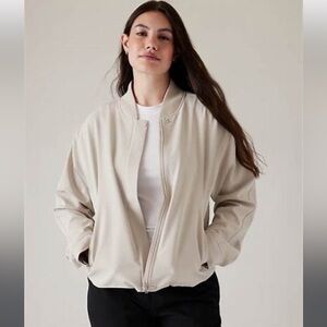 Athleta ENDLESS BOMBER JACKET Beige taupe creamy light neutral color Size XL new